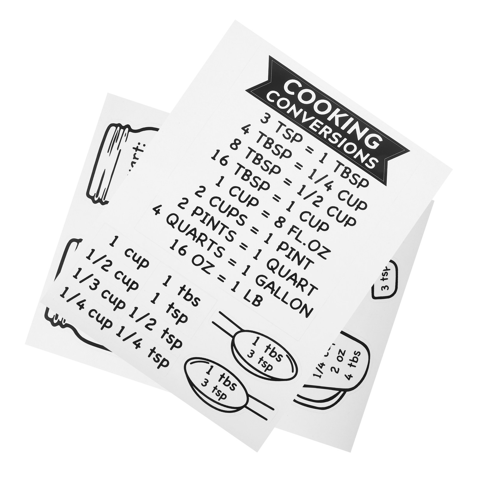 Kitchen Baking Conversion Chart - 2Pcs 주방 변환 차트 벽 장식
