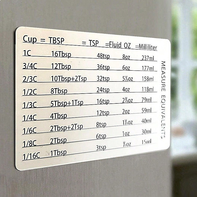 Kitchen Baking Conversion Chart - 주방 베이킹 자석 계량 변환표 냉장고