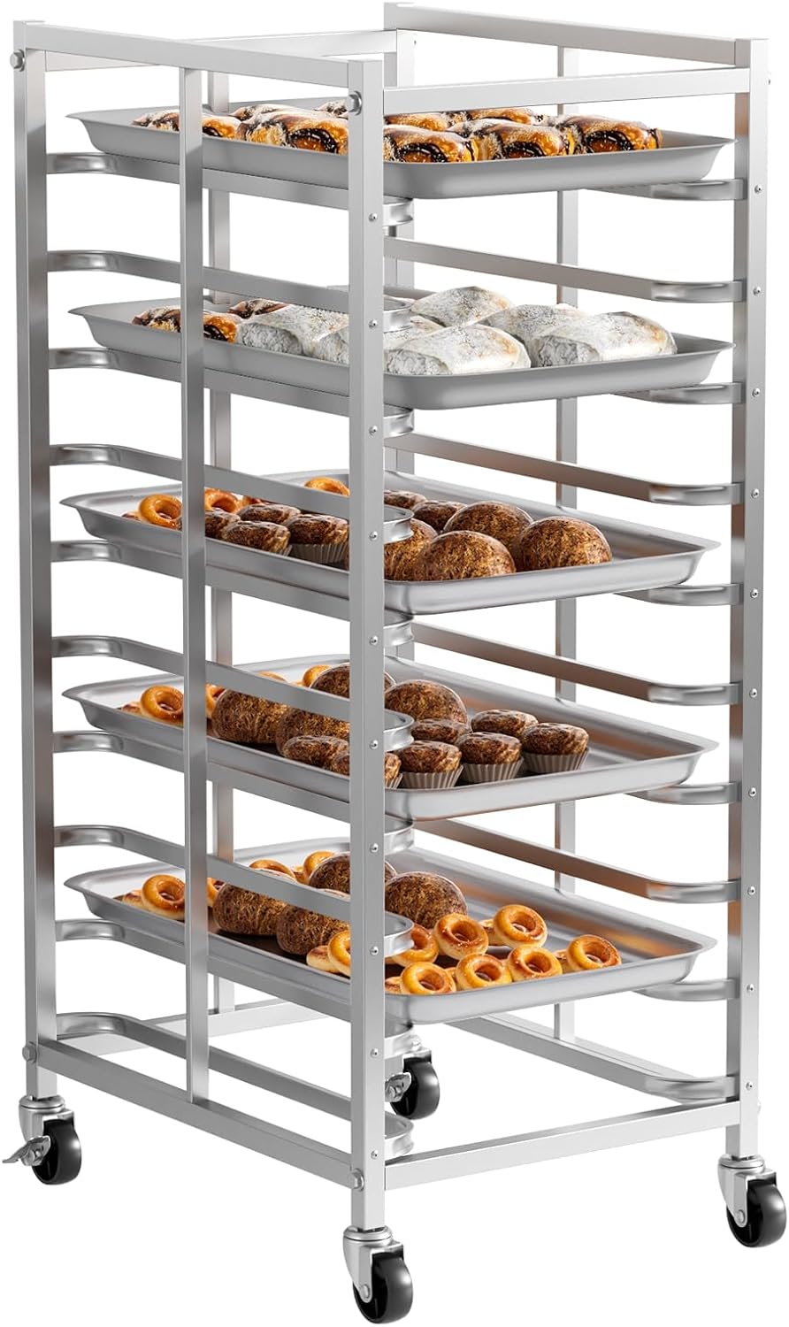 Kitchen Baking Cart - 상업용 스테인레스 스틸 베이킹 랙 바퀴付き