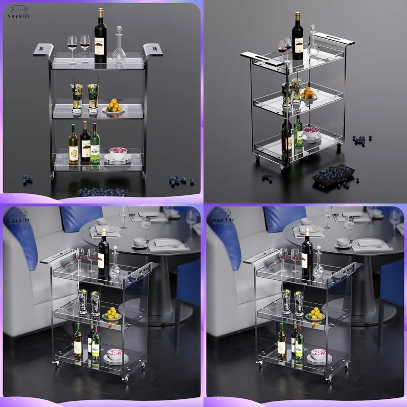 Kitchen Baking Cart - 현대적인 3단 주방 카트, 수납 선반과