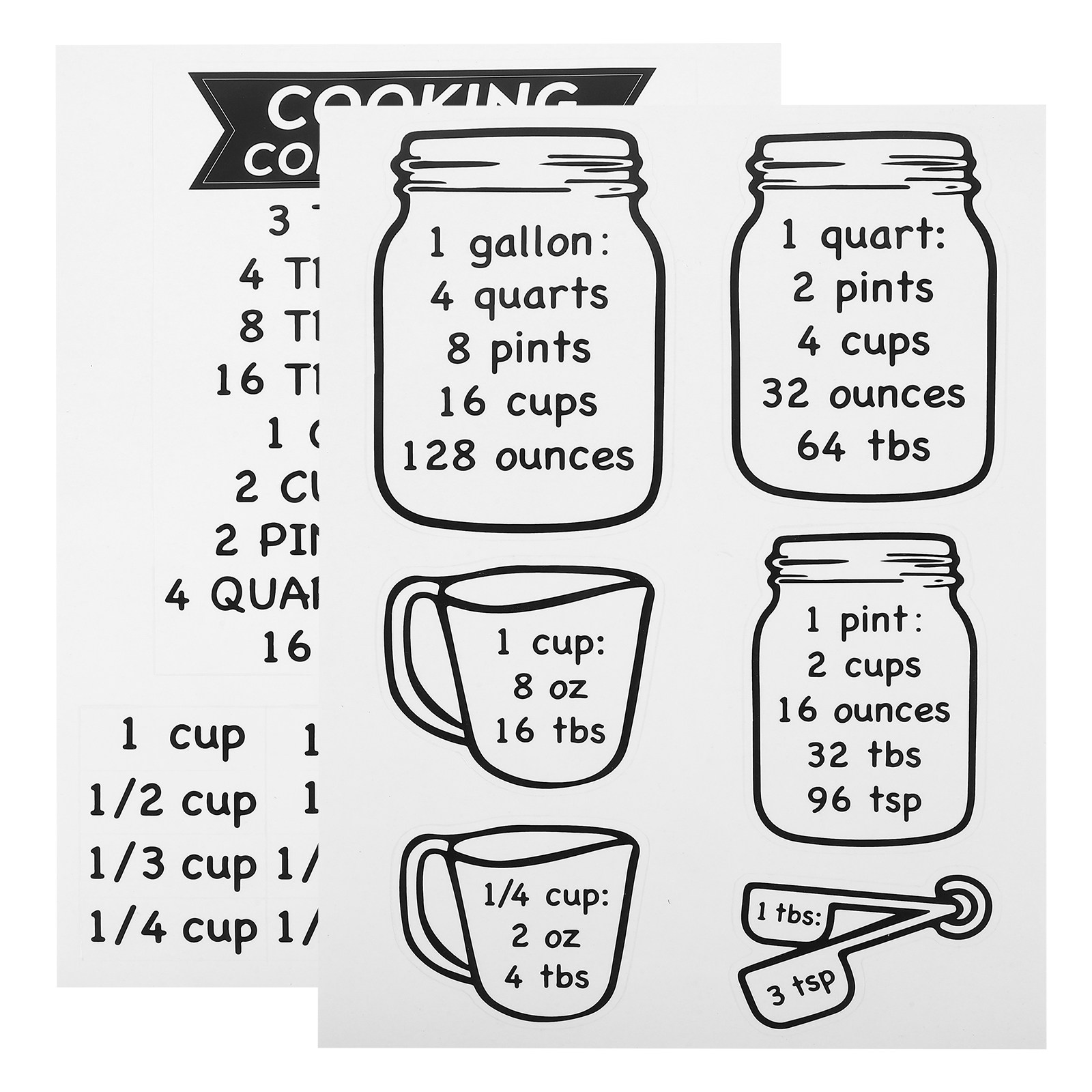 Kitchen Baking Conversion Chart - 2Pcs 주방 변환 차트 자석 스티커