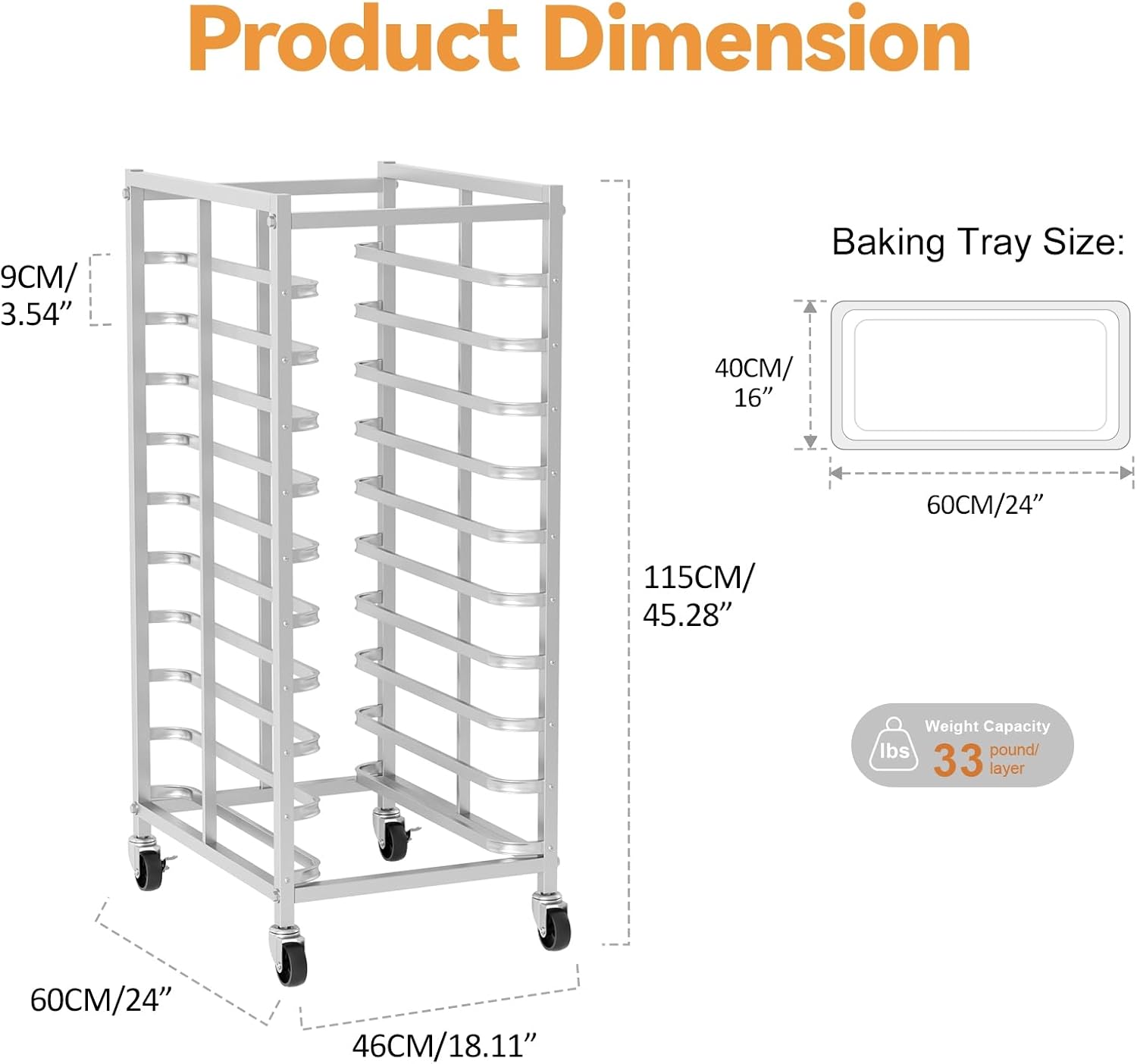 상업용 스테인레스 스틸 베이킹 랙 바퀴付き 시트 팬 보 - Kitchen Baking Cart 리뷰 및 가격