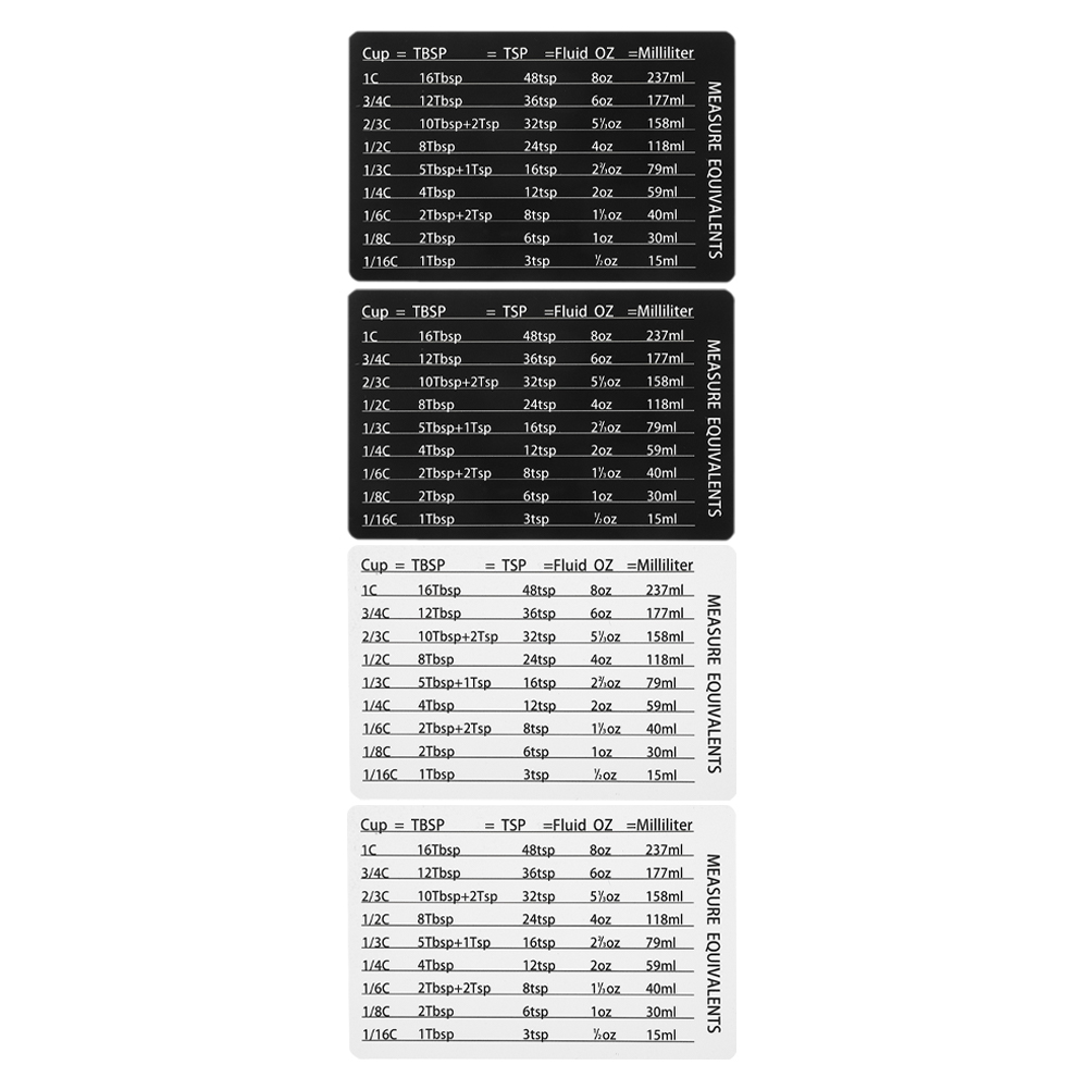 4pcs 측정 컵 스푼 액세서리 블랙 2 화이트 2 주 - Kitchen Baking Conversion Chart 리뷰 및 가격