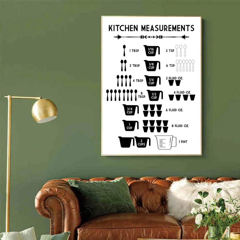 미니멀리스트 음식 주방 측정 베이킹 변환 차트 캔버스  - Kitchen Baking Conversion Chart 리뷰 및 가격