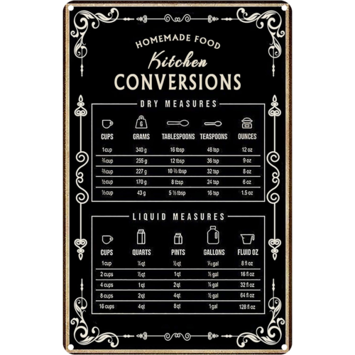 주방 변환표 금속 베이킹 표지판 벽 장식 빈티지 시크  - Kitchen Baking Conversion Chart 리뷰 및 가격