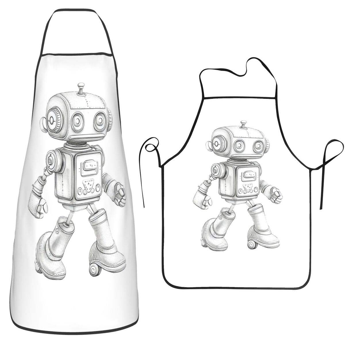 레트로 스크치 로봇 무늬 기계식 매력의 앞치마, 셰프  - Kitchen Robot Baking 리뷰 및 가격